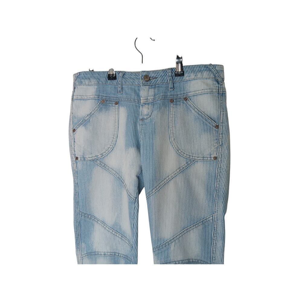Free People Women’s Striped Patchwork Jeans Size 28 Blue White Distressed - Picture 5 of 16